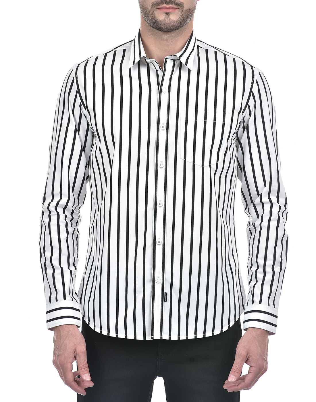 Numero Uno Men Striped White Shirt